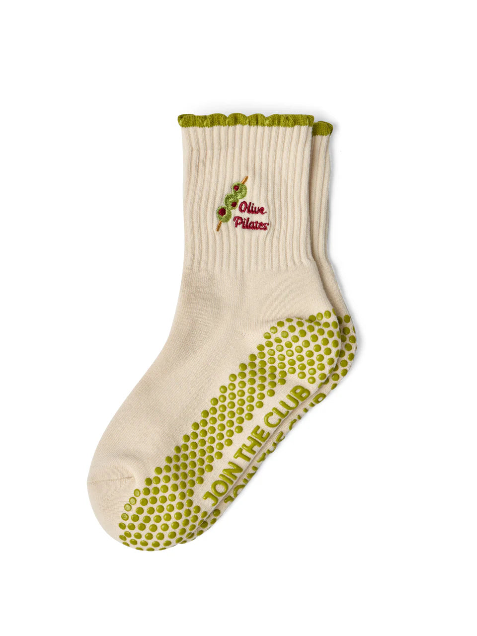 Club Martyn Olive Crew Pilates Grip Sock - Green