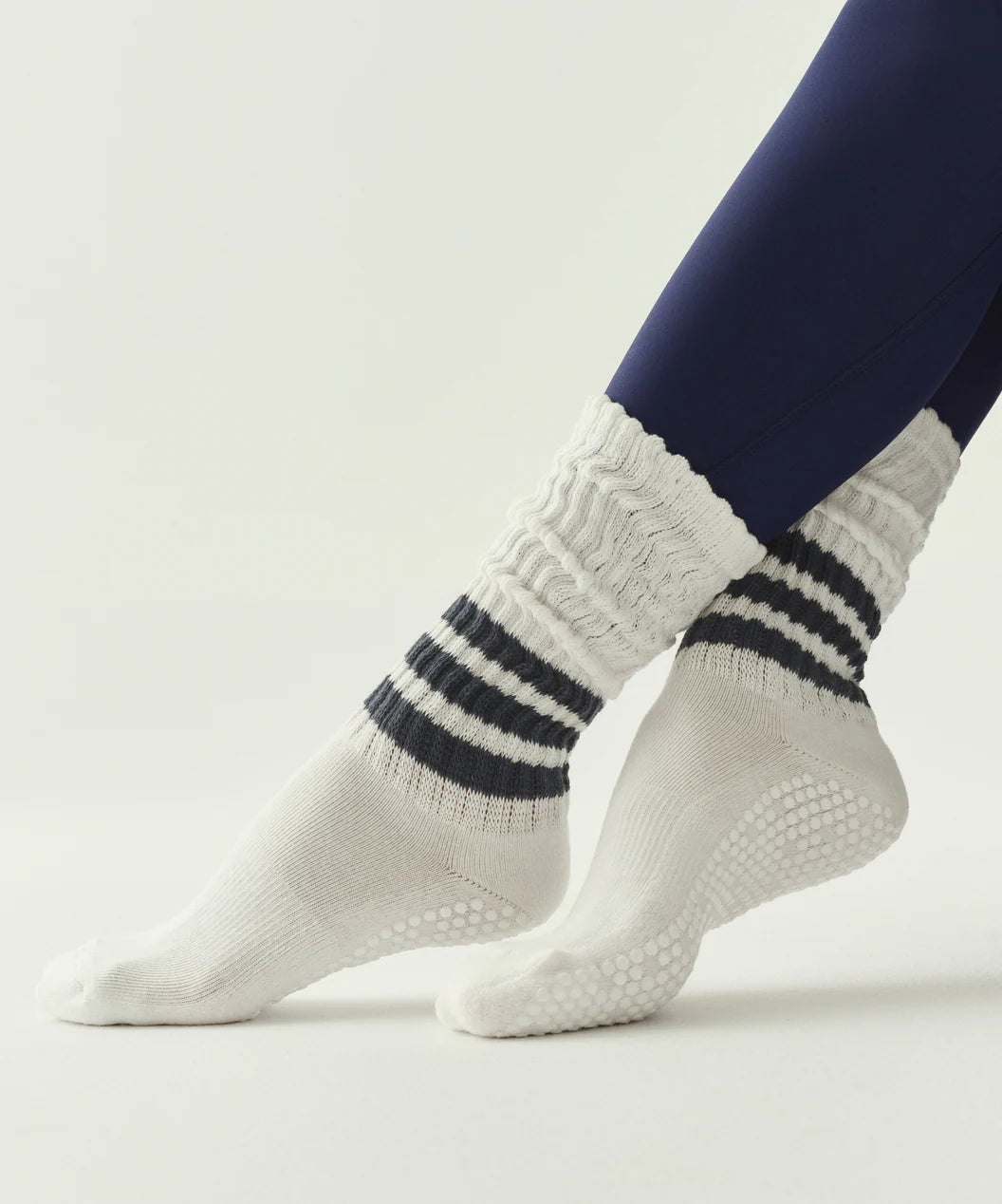 Move Active Scrunch Grip Socks - French Navy Stripe