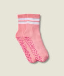 Move Active Crew Grip Socks - Rose Stripe