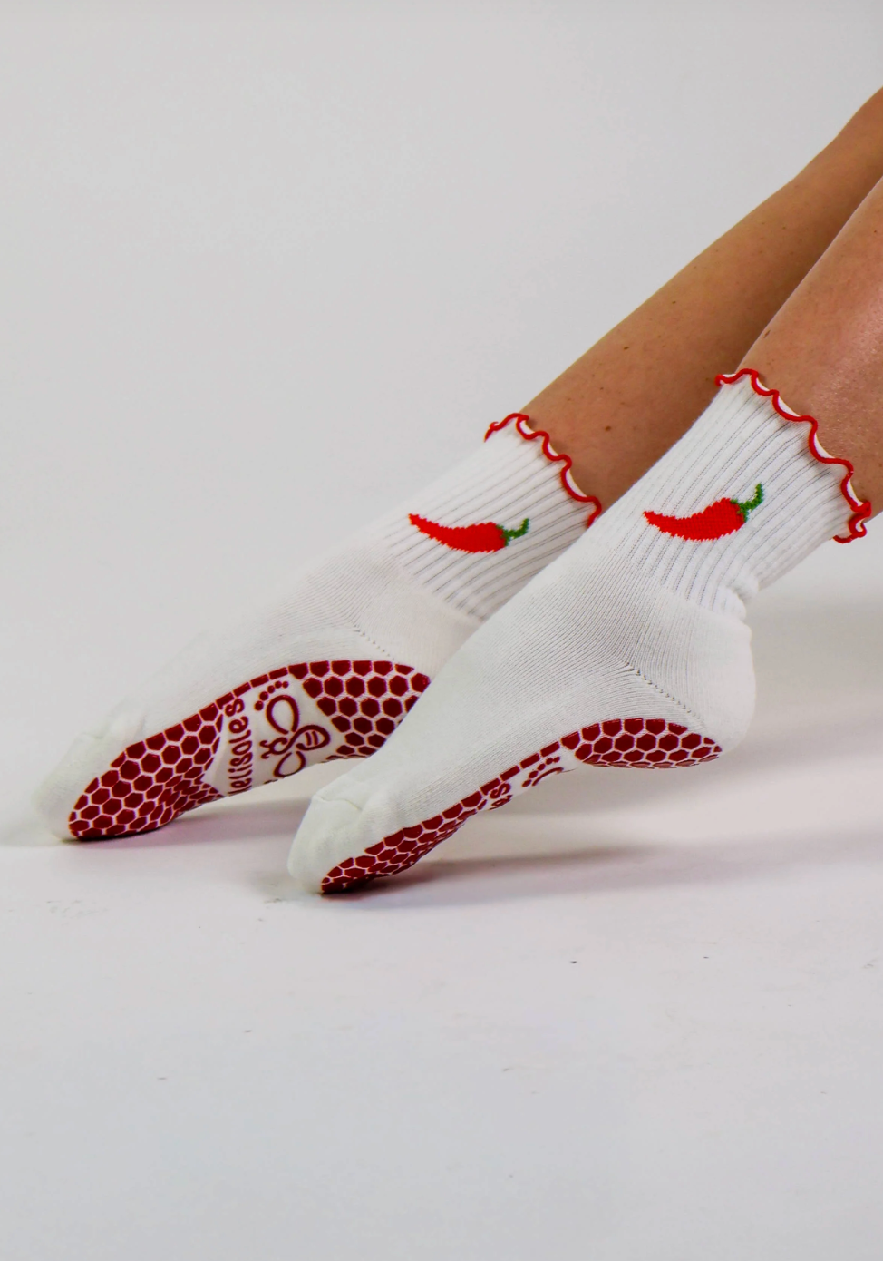 Melisoles Crew Grip Socks - Chilli Picante