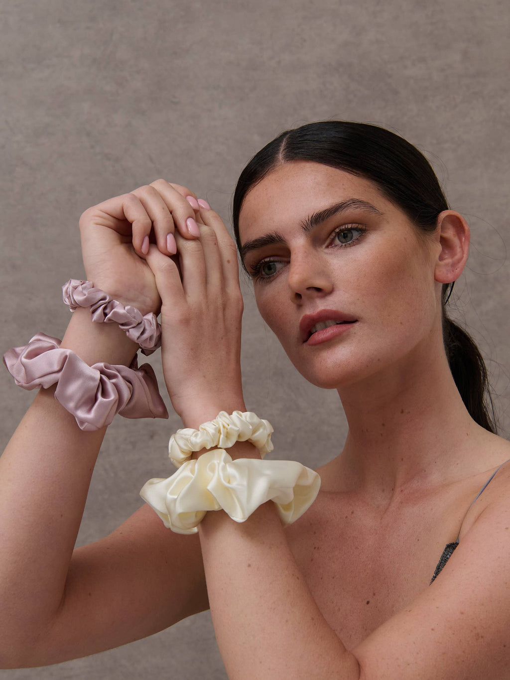 Lustre & Sage Silk Scrunchie - Ivory