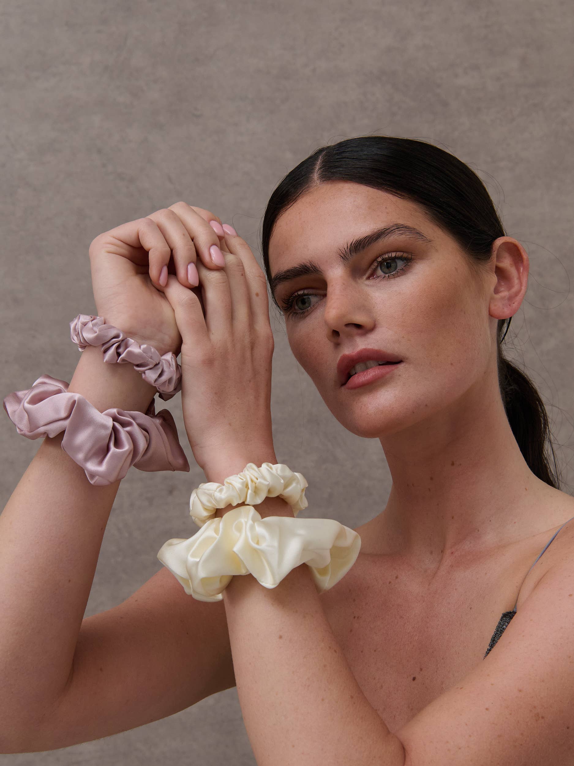 Lustre & Sage Silk Scrunchie - Ivory