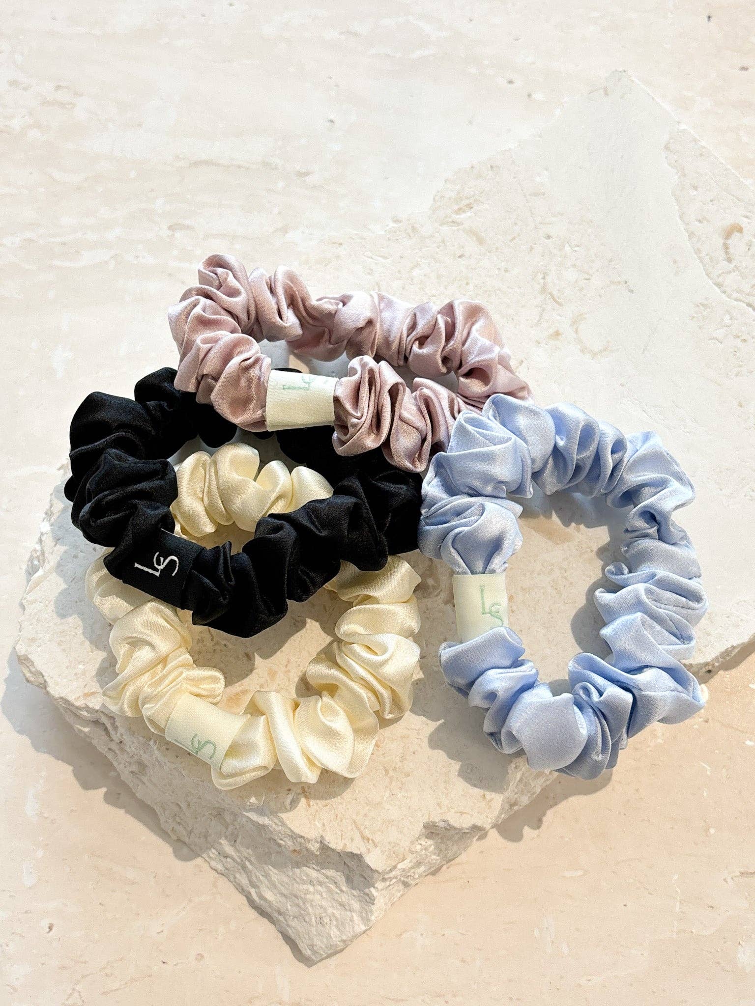 Lustre and Sage Silk Mini Scrunchie 2 Pack - Blue and Pink