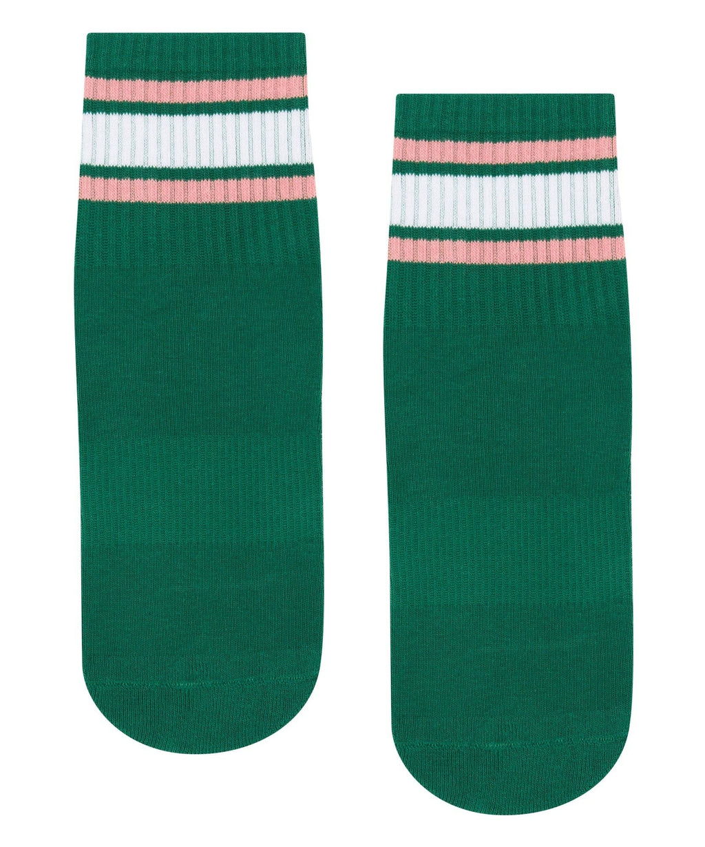 Move Active Crew Grip Socks - Emerald Rose Stripe