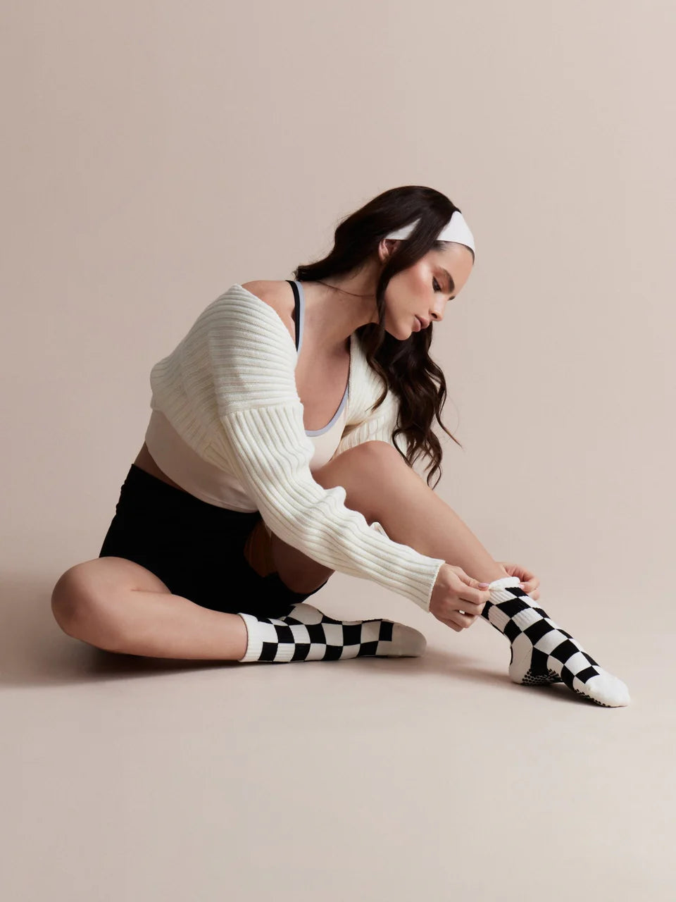 Club Martyn Checkered Crew Sock - Black