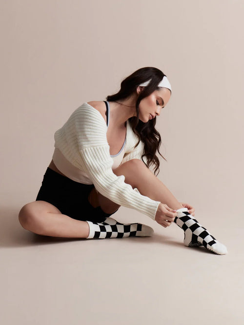 Club Martyn Checkered Crew Sock - Black