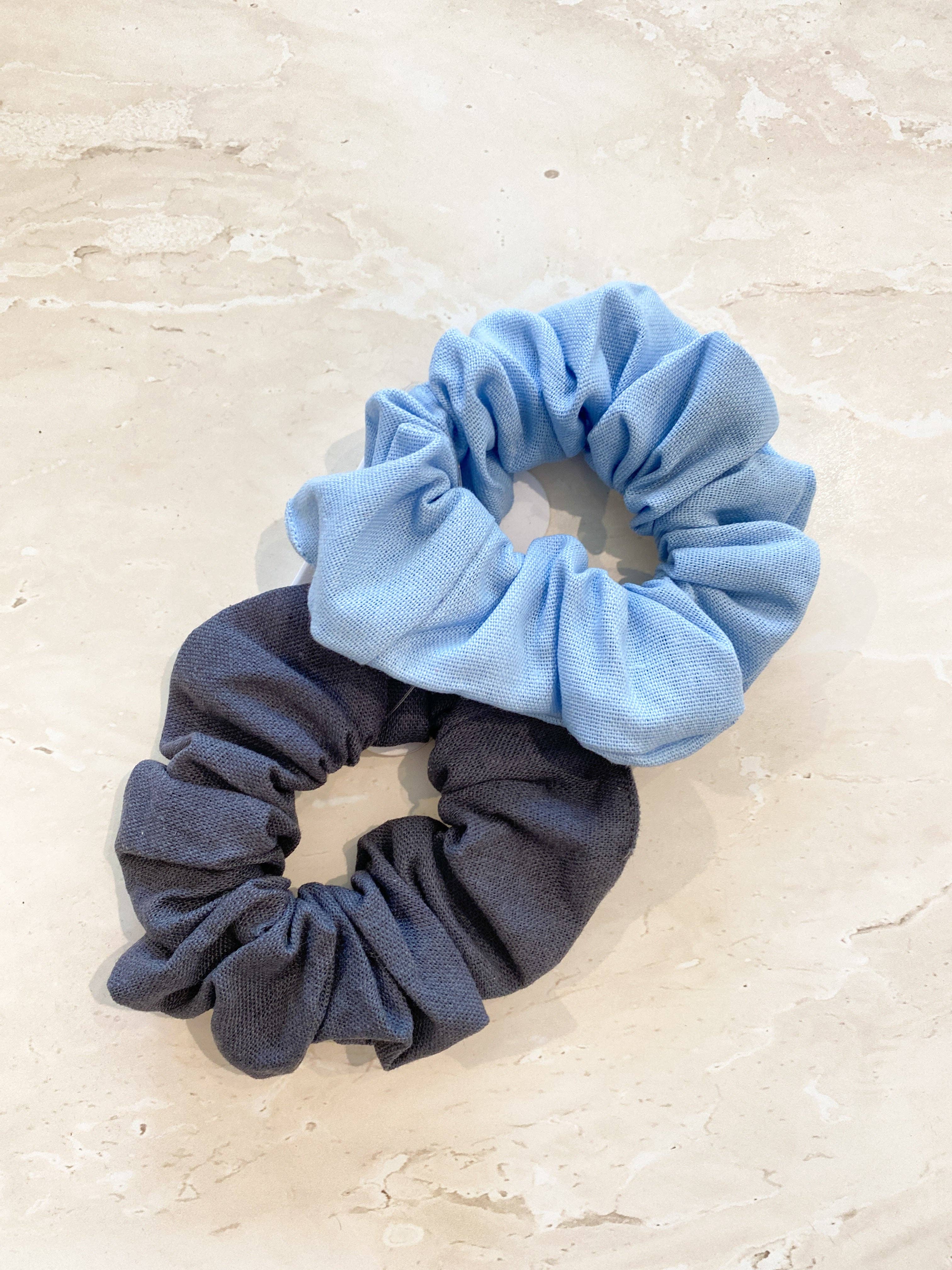 Linen Scrunchie 2 Pack - Sky Blue