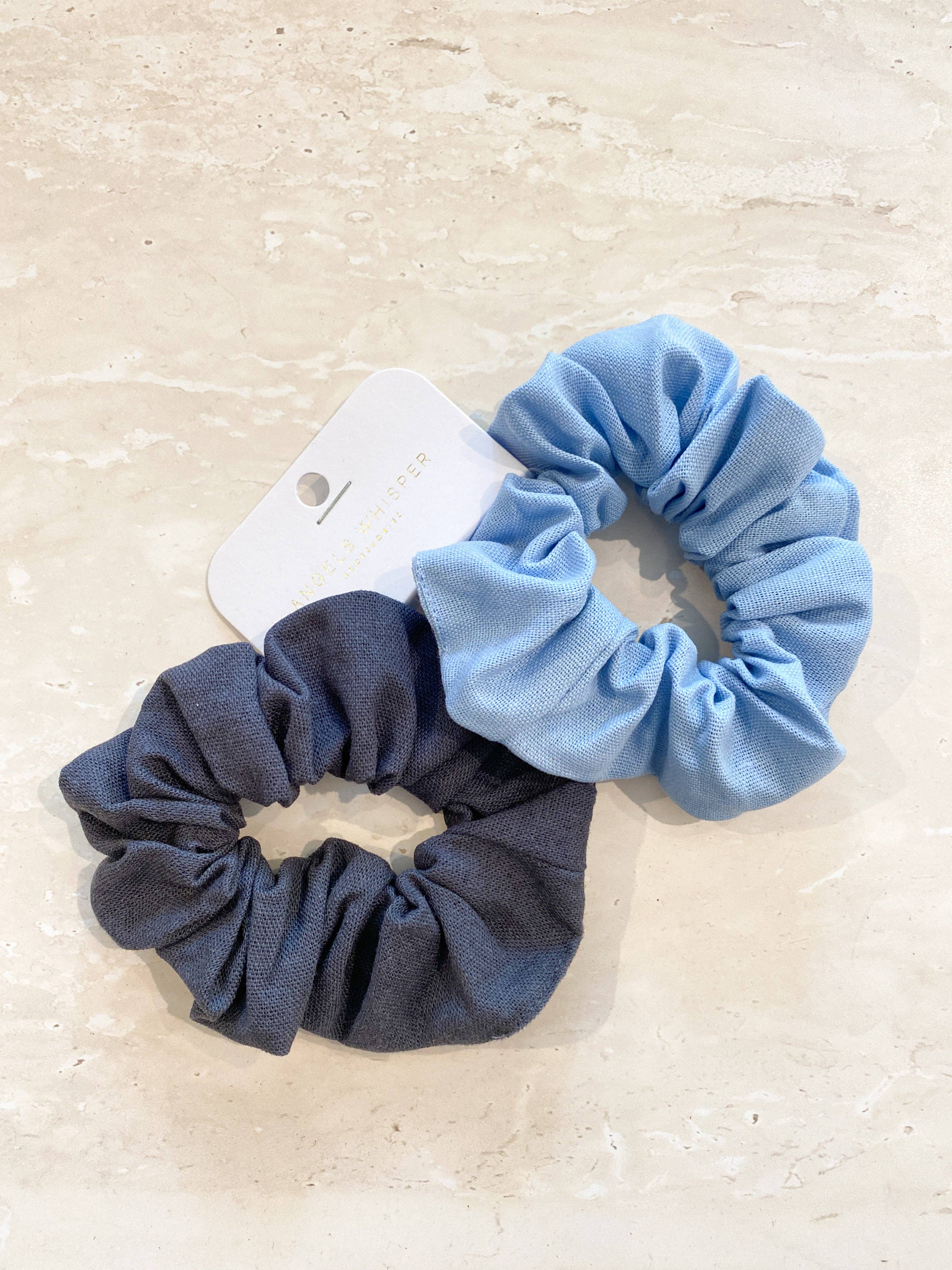 Linen Scrunchie 2 Pack - Sky Blue